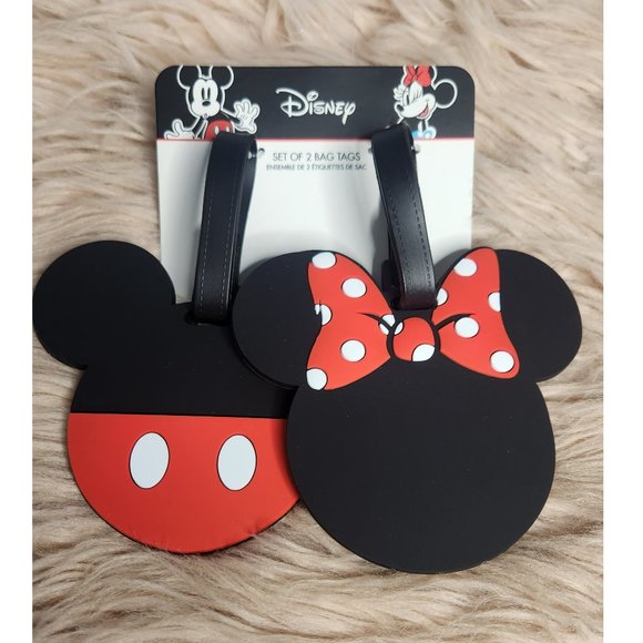 NWT DISNEY HIS & HER MICKEY & MINNIE /SET OF 2 ID BAG TAGS - Picture 1 of 2